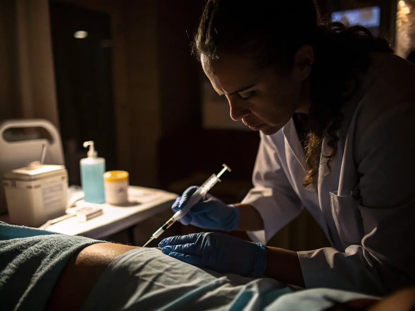 An image showing a medical professional preparing PRP injections in a clinical setting, emphasizing the clinical precision and expertise involved in PRP therapy.