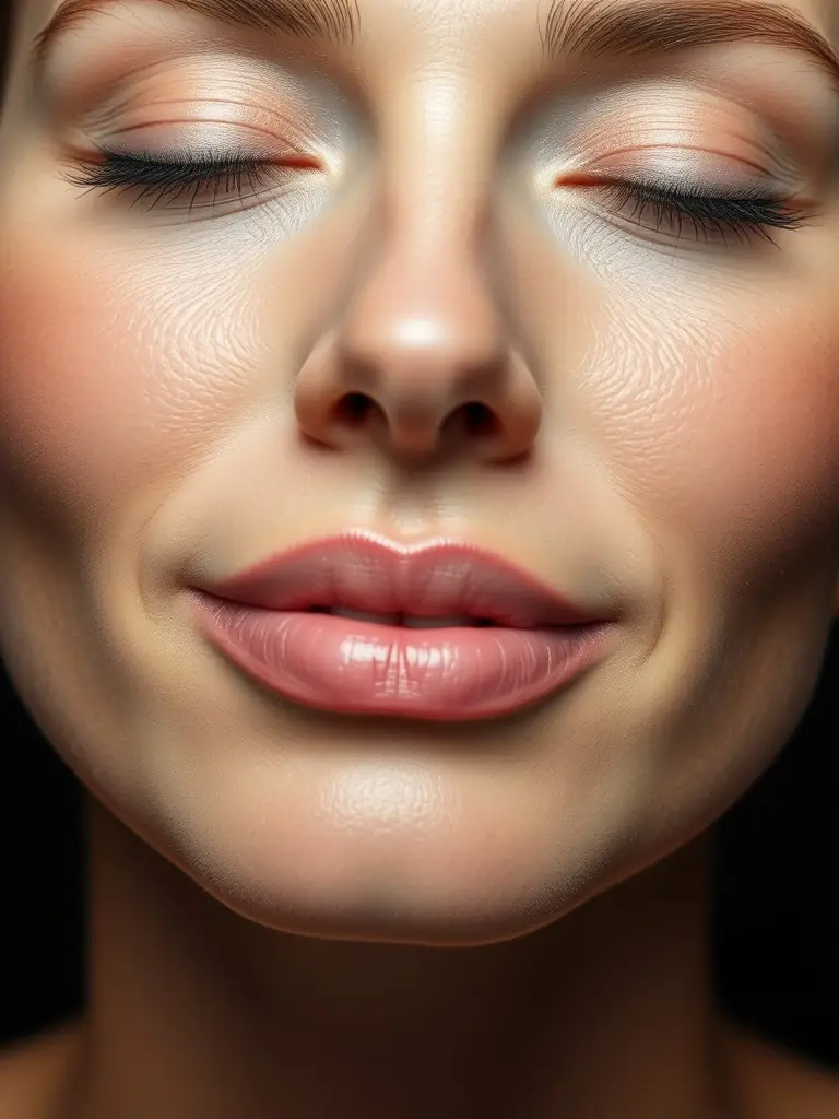 A close-up shot of a client's radiant skin after a rejuvenating facial treatment at Dr. Kiran's Aesthetic Studio, showcasing the immediate glow and improved texture.
